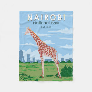 Nairobi Nationalpark Giraffe Reise Kunst Vintage Fleecedecke