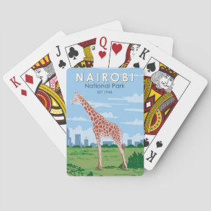 Nairobi Nationalpark Giraffe Reise Kunst Vintage Spielkarten