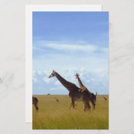 Nairobi-Nationalpark Giraffen Briefpapier (Vorne/Hinten)