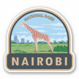 Nairobi Nationalpark Giraffi Wandern Vintag Aufkleber