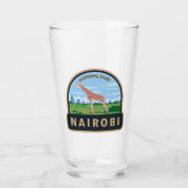 Nairobi Nationalpark Giraffi Wandern Vintag Glas (Vorderseite)