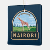 Nairobi Nationalpark Giraffi Wandern Vintag Keramikornament (Links)