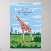 Nairobi Nationalpark Giraffi Wandern Vintag Poster (Vorne)