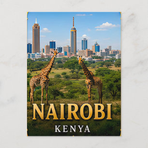 Nairobi-Silhouette und Wildlife-Abenteuer Postkarte