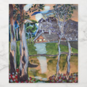 naive Aquarellmalerei Wald Naturlandschaft Weinetikett (Einzelnes Label)