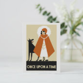 Naive Art Deco Rotkäppchen Postkarte (Stehend Vorderseite)