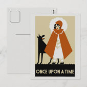 Naive Art Deco Rotkäppchen Postkarte (Vorne/Hinten)