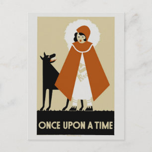 Naive Art Deco Rotkäppchen Postkarte