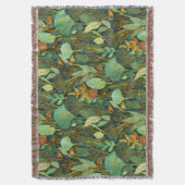 Naive Art Lush Garden Tapestes in Grün und Blau Decke (Vorderseite Vertikal)