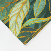 Naive Art Lush Garden Tapestes in Grün und Blau Fleecedecke (Ecke)