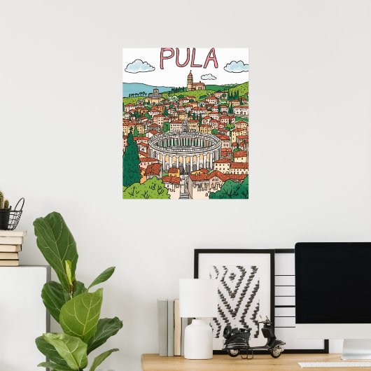 Naïve Art Pula Arena Print – Historic Landmark Art Poster (Heimbüro)