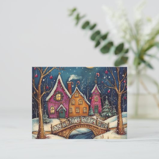 NAIVE ART Weihnachtskarte Postkarte (Stehend Vorderseite)