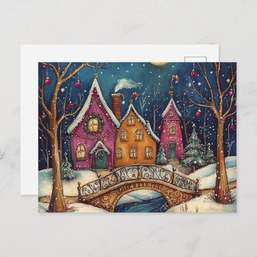 NAIVE ART Weihnachtskarte Postkarte (Vorne/Hinten)