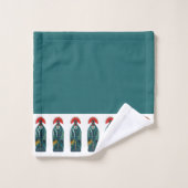 Naive Bird Red Feather Green Robe Cobe Border Badhandtuch Set (Waschlappen)