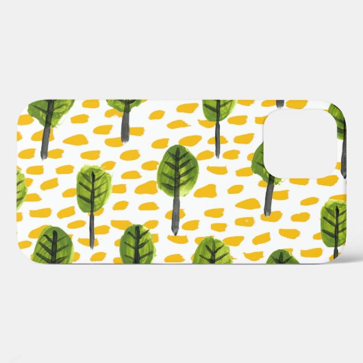 Naive Green Black Tree Muster Case-Mate iPhone Hülle (Rückseite (Horizontal))