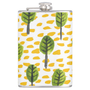 Naive Green Black Tree Muster Flachmann