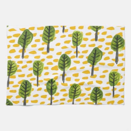 Naive Green Black Tree Muster Geschirrtuch (Horizontal)