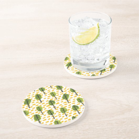 Naive Green Black Tree Muster Getränkeuntersetzer (Seite)