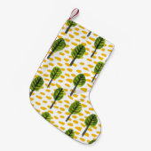 Naive Green Black Tree Muster Kleiner Weihnachtsstrumpf (Vorderansicht (hängend))