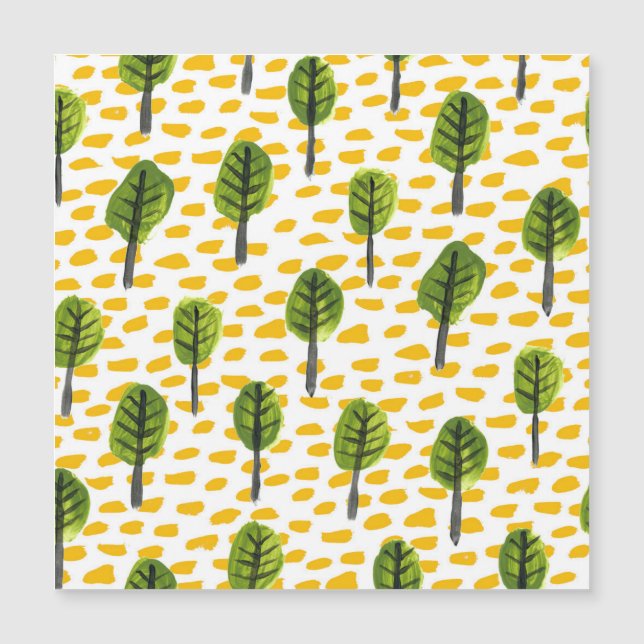 Naive Green Black Tree Muster Magnetkarte (Vorderseite)