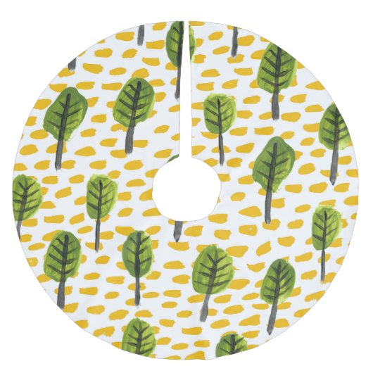 Naive Green Black Tree Muster Polyester Weihnachtsbaumdecke (Vorderseite)