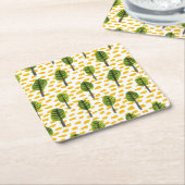 Naive Green Black Tree Muster Rechteckiger Pappuntersetzer (angewinkelt)