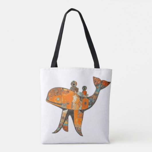 Naive retro style art whale tasche (Rückseite)
