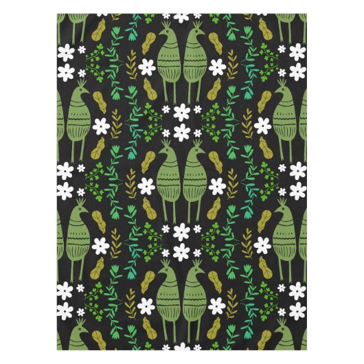 Naïve Rustic Nature Bird Folk Art Tischdecke (Vorderseite)