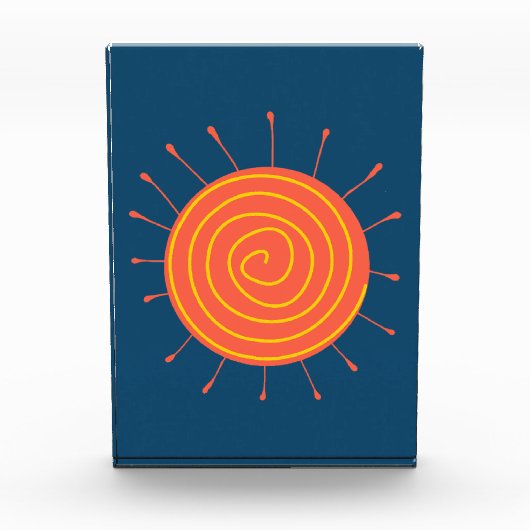 Naive Sun Dunkelblau Hintergrund Fotoblock (Vorderseite)