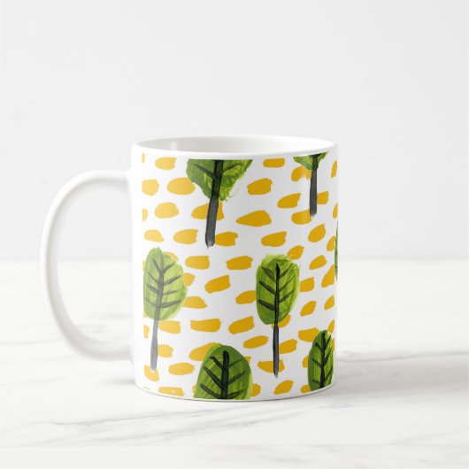 Naiver grüner Schwarzbaum-Muster Kaffeetasse (Links)