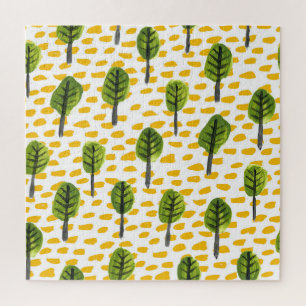 Naiver grüner schwarzer Baum Muster Puzzle