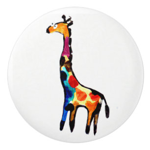 Naives Gemälde von Giraffe. Kinderzimmer Keramikknauf