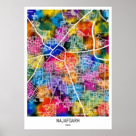 Najafgarh Delhi City Map Poster