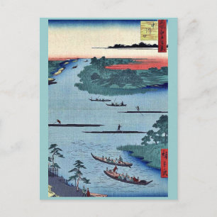 Nakagawa Flussmündung durch Ando, Hiroshige Ukiyoe Postkarte