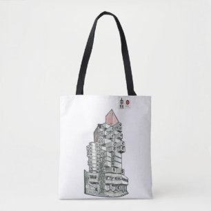 Nakagin Capsule Tower Gebäude Illustration Tasche