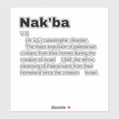 Nakba Bedeutung Design Nakba Definition Text Aufkleber (Blatt)