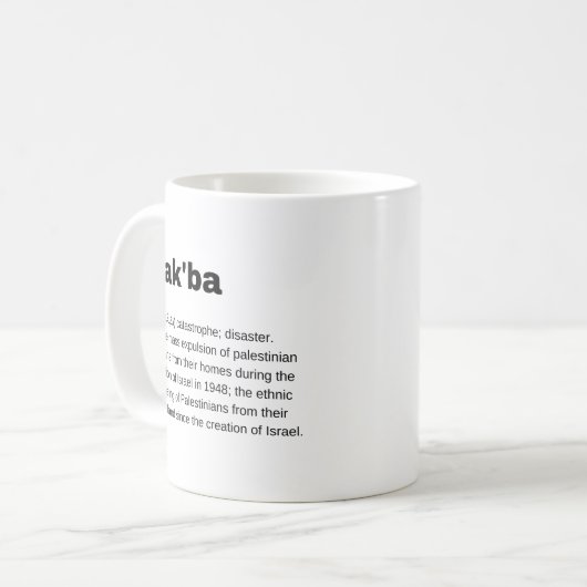 Nakba Bedeutung Design Nakba Definition Text Kaffeetasse (Vorderseite Links)