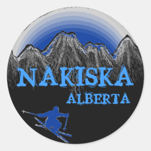 Nakiska Alberta Kanada blaue Skistöckchen Runder Aufkleber
