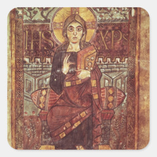 NAL 1203 fol.3 Christus in Majestät, aus der Godes Quadratischer Aufkleber