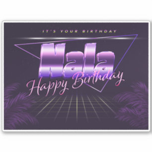 Nala Name Vorname lila retro Sticker Geburtstag