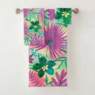 Nalani Hawaiian Tropical Garden Fuchsia Badhandtuch Set