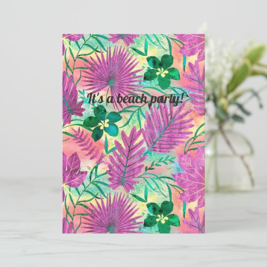 Nalani Hawaiian Tropical Garden Fuchsia Einladung (Stehend Vorderseite)