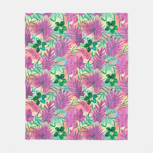 Nalani Hawaiian Tropical Garden Fuchsia Fleecedecke (Vorderseite)