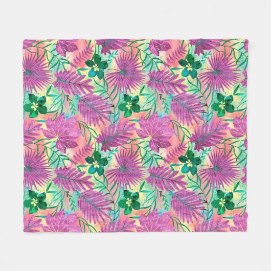 Nalani Hawaiian Tropical Garden Fuchsia Fleecedecke (Vorderseite (Horizontal))
