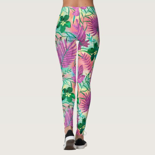Nalani Hawaiian Tropical Garden Fuchsia Leggings (Rückseite)