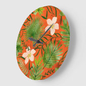 Nalani hawaiische tropische Garten-Koralle Große Wanduhr (Winkel)