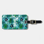 Nalani hawaiischer tropischer Garten aquamarin Gepäckanhänger (Vorderseite horizontal)