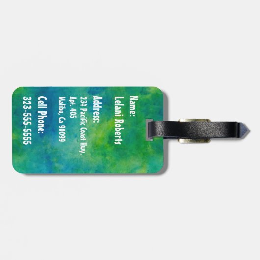 Nalani hawaiischer tropischer Garten aquamarin Gepäckanhänger (Rückseite horizontal)