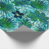 Nalani hawaiischer tropischer Garten aquamarin Geschenkpapier (Ecke)