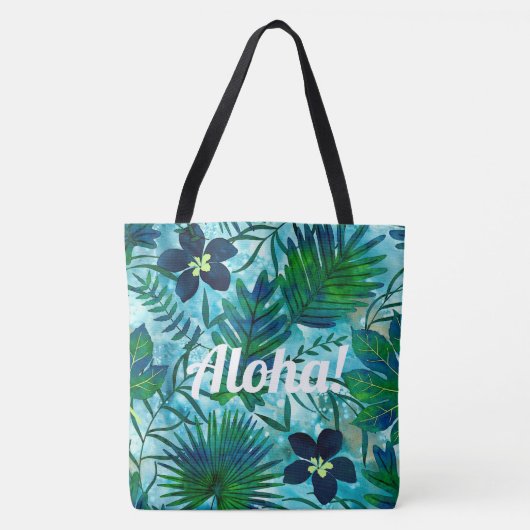 Nalani hawaiischer tropischer Garten aquamarin Tasche (Vorderseite)